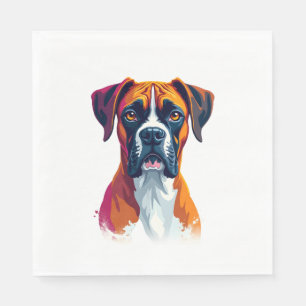 Serviette En Papier Portrait de Boxer Vintage Éclaboussure de Couleur