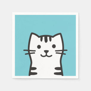 Serviette En Papier Portrait de chat amusant