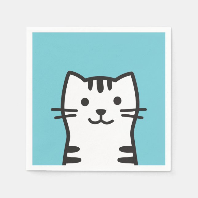 Serviette En Papier Portrait de chat amusant (Devant)