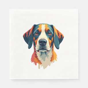Serviette En Papier Portrait de chien coloré vintage style pop art Il
