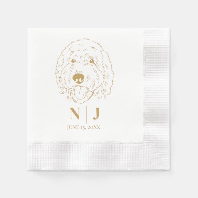 Serviette En Papier Portrait de chien Mariage personnalisé serviettes (Devant)