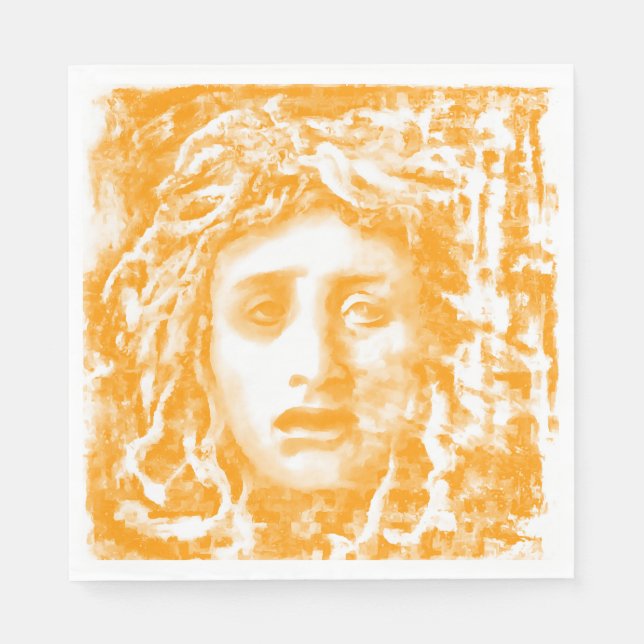Serviette En Papier Portrait De Medusa Dans Les Tons Jaunes Riches (Devant)