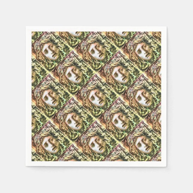 Serviette En Papier Portrait de Medusa d'un Gorgon (Devant)