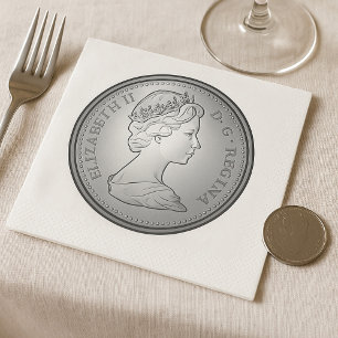 Serviette En Papier Portrait de reine sur pièce d'argent