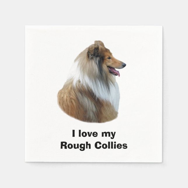 Serviette En Papier Portrait de Rough Collie (Devant)