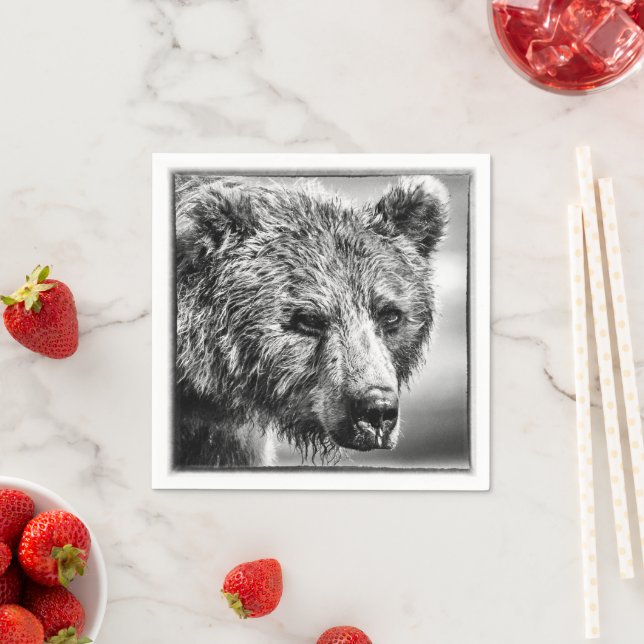 Serviette En Papier Portrait d'ours grizzli (En situation)