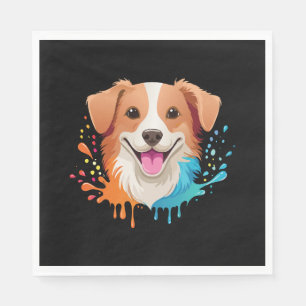 Serviette En Papier Portrait d'un chien mignon avec des couleurs fluid