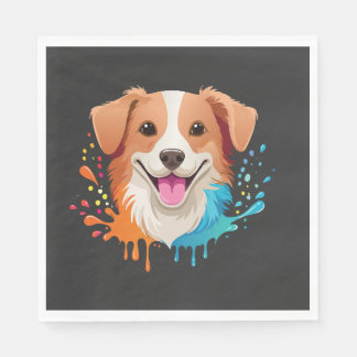 Serviette En Papier Portrait d'un chien mignon avec des couleurs fluid