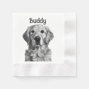 Serviette En Papier Portrait Golden Retriever