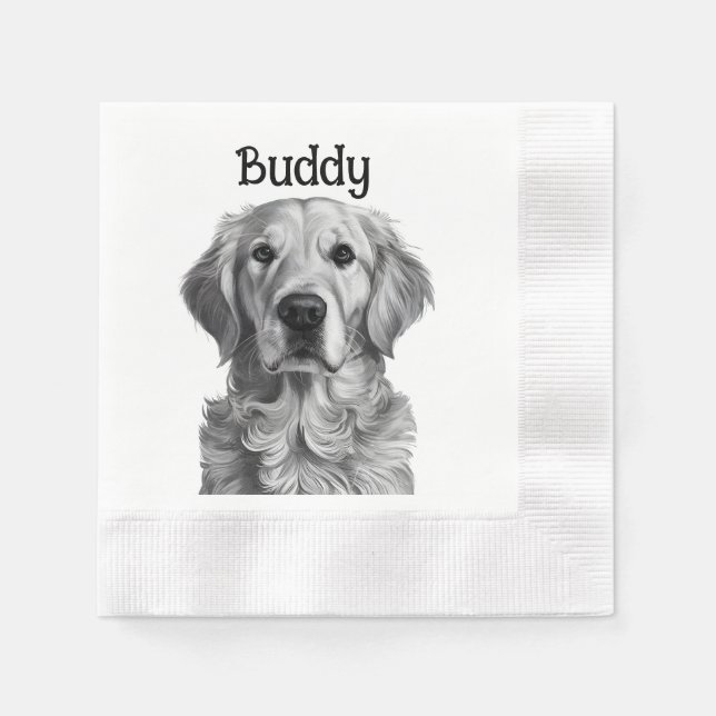 Serviette En Papier Portrait Golden Retriever (Devant)