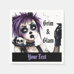 Serviette En Papier Portrait gothique pour fille - Grim & Glam