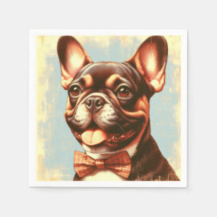 Serviette En Papier Portrait vintage de peinture Bulldog