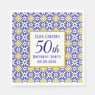 Serviette En Papier Portugais Carreaux Bleu 50e anniversaire Méditerra
