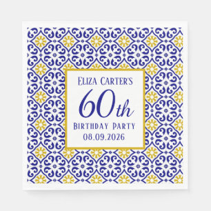 Serviette En Papier Portugais Carreaux Bleu 60e anniversaire Méditerra