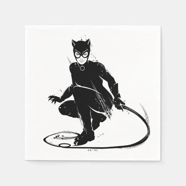 Serviette En Papier Pose à pinceau en encre Catwoman (Devant)