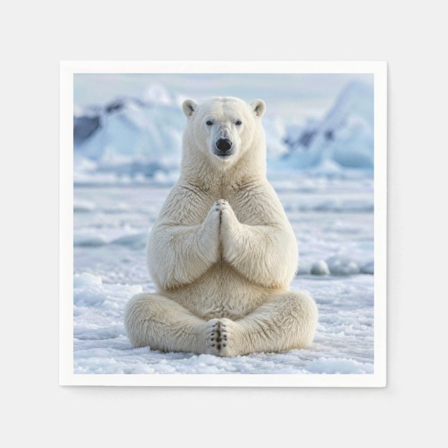 Serviette En Papier Pose de yoga de l'ours polaire (Devant)