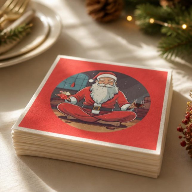 Serviette En Papier Pose de yoga Santa Noël  (Créateur téléchargé)