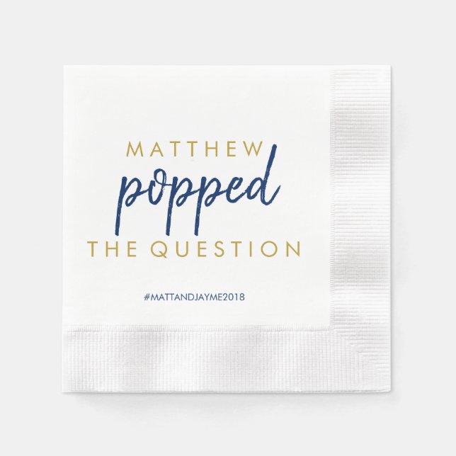Serviette En Papier Posé la question Napkin Marine White Gold (Devant)