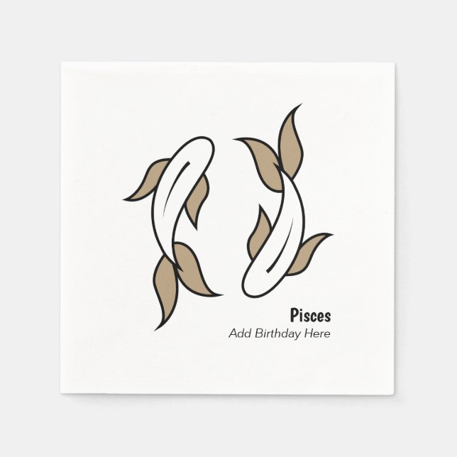 Serviette En Papier Pose le poisson jumeau personnalisé zodiac (Devant)
