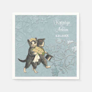 Serviette En Papier Posh Cats Mariage 2 Bleu