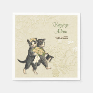 Serviette En Papier Posh Cats Mariage 2 ivoire Papier serviettes