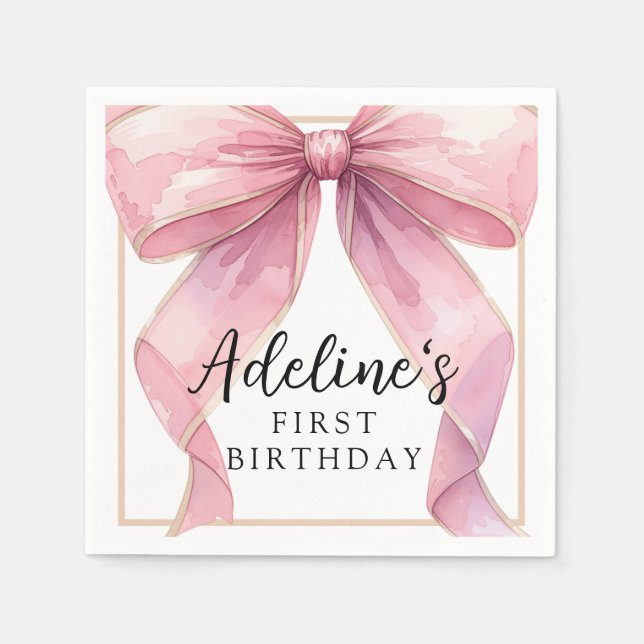 Serviette En Papier Posh Coquette Bow Anniversaire (Devant)
