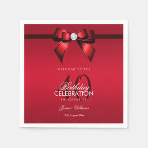 Serviette En Papier Posh Gem Bow & Ribbon 40e anniversaire