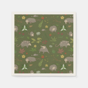 Serviette En Papier Possums dans un champ de baies en vert