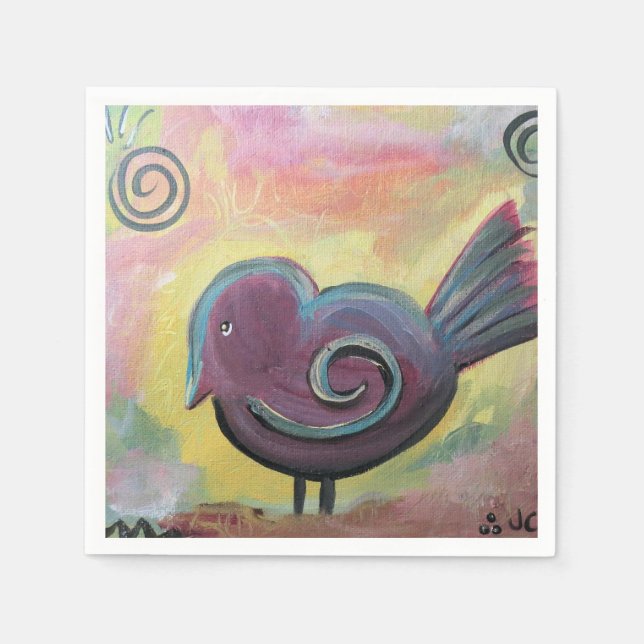 Serviette En Papier Poster d'art Fat Red Bird (Devant)