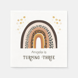 Serviette En Papier Poster de animal Rainbow Boho 3e anniversaire