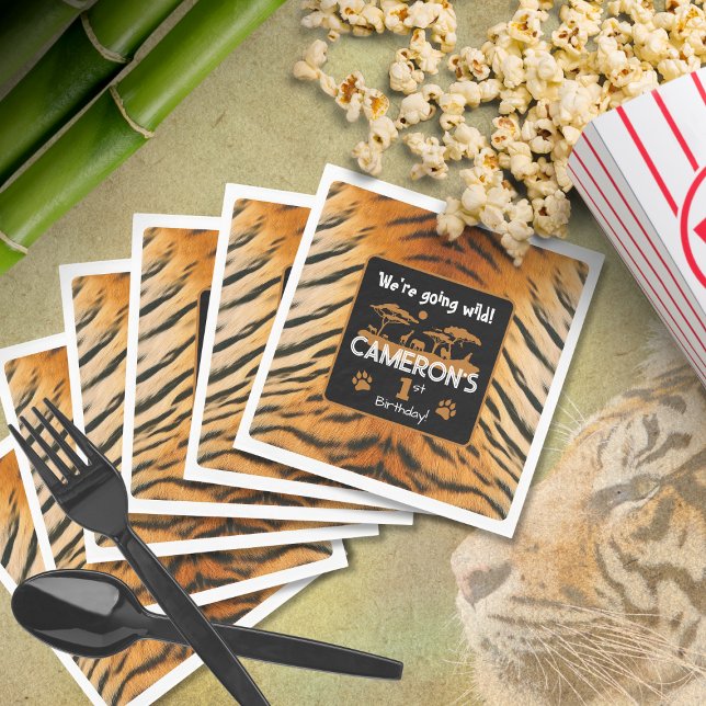 Serviette En Papier Poster de animal Tiger Anniversaire Papier Napkin (Créateur téléchargé)