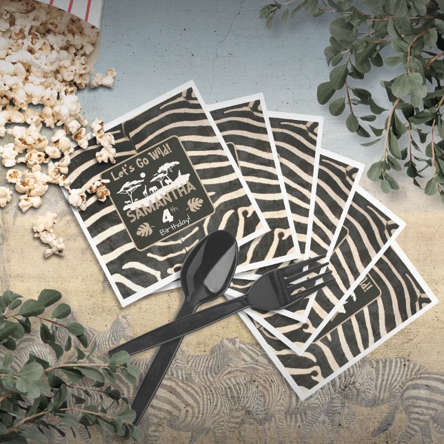 Serviette En Papier Poster de animal Zebra Anniversaire Papier Napkin (Créateur téléchargé)