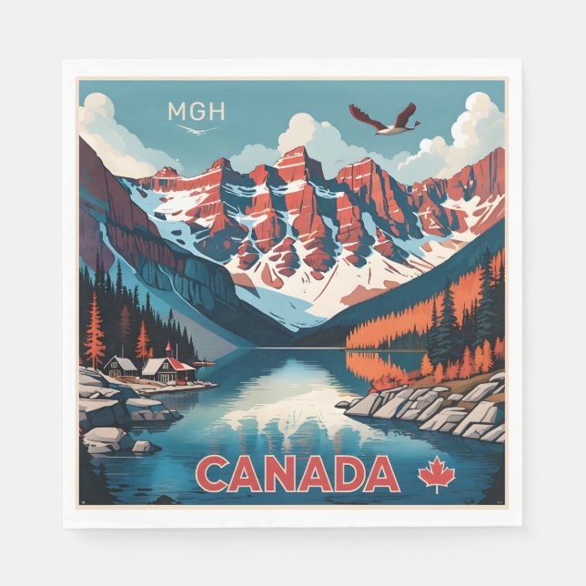 Serviette En Papier Poster de voyage sur mesure Monogramme Canada (Devant)