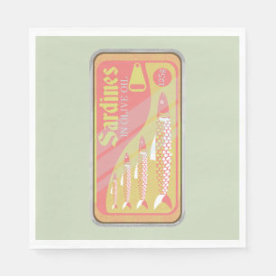 Serviette En Papier Poster Retro Sardines