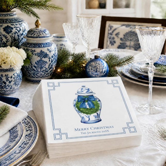 Serviette En Papier Pot à gingembre de style Chinois avec couronne de  (Chinoiserie Ginger Jar Paper Napkins)
