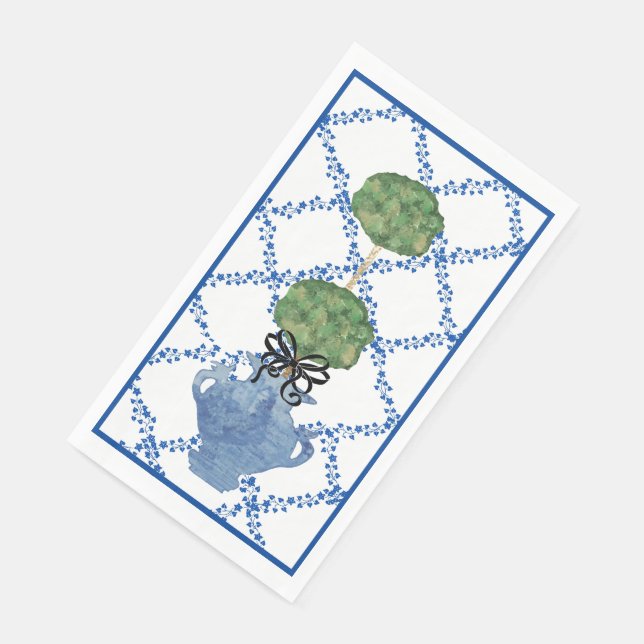 Serviette En Papier Pot à gingembre en treillis Blue Ivy (Coin)