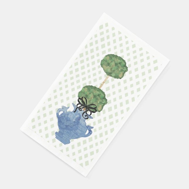 Serviette En Papier Pot à gingembre en treillis vert sauge pour topiai (Coin)