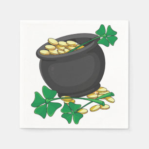 Serviette En Papier Pot de jour de la Saint-Patrick et trèfles chanceu