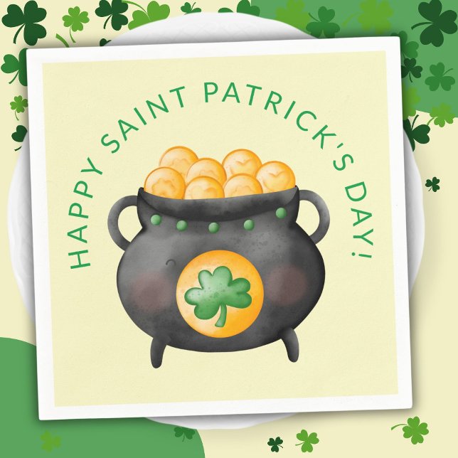 Serviette En Papier Pot d'or Joyeuse Saint Patrick (Créateur téléchargé)