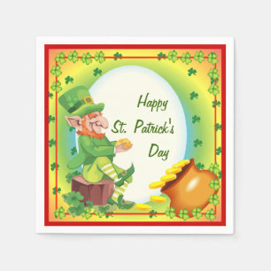 Serviette En Papier Pot irlandais de lutin de serviettes d'or