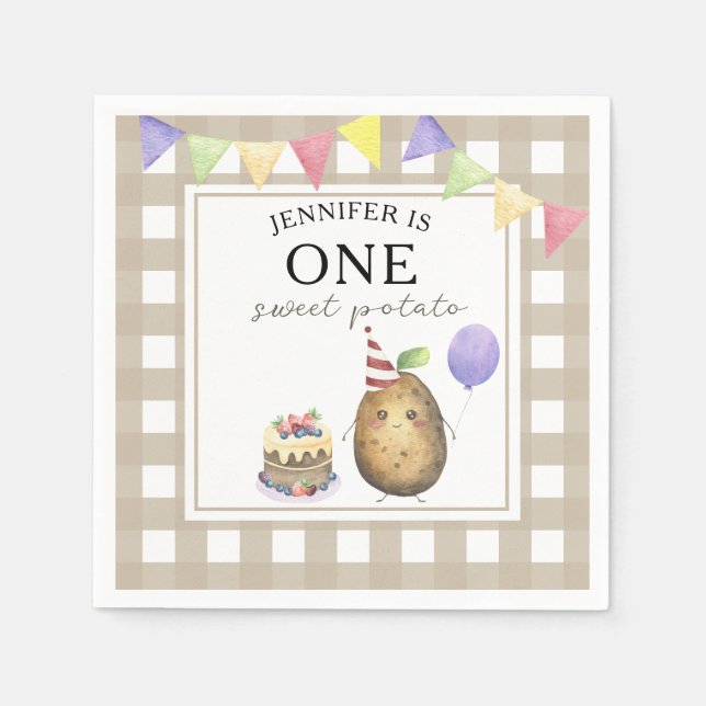 Serviette En Papier Potiron aquarelle 1er anniversaire (Devant)