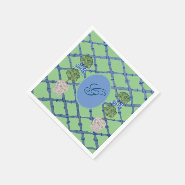 Serviette En Papier Pots en porcelaine Chinoiserie à Topiaire Peinte J (Coin)