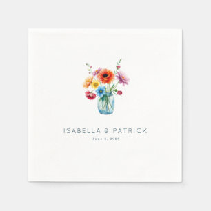 Serviette En Papier Pots en verre à fleurs à l'aquarelle joyeuse
