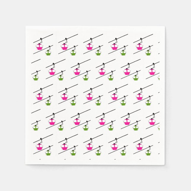 Serviette En Papier Pouces roses et vertes (Devant)