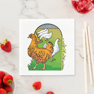 Serviette En Papier Poulailler de poulets frais de la ferme Scène de c