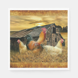 Serviette En Papier Poules de coq Vintage Russe Barn Coop