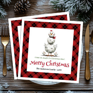Serviette En Papier Poules drôles charmantes Noël éditable personnalis