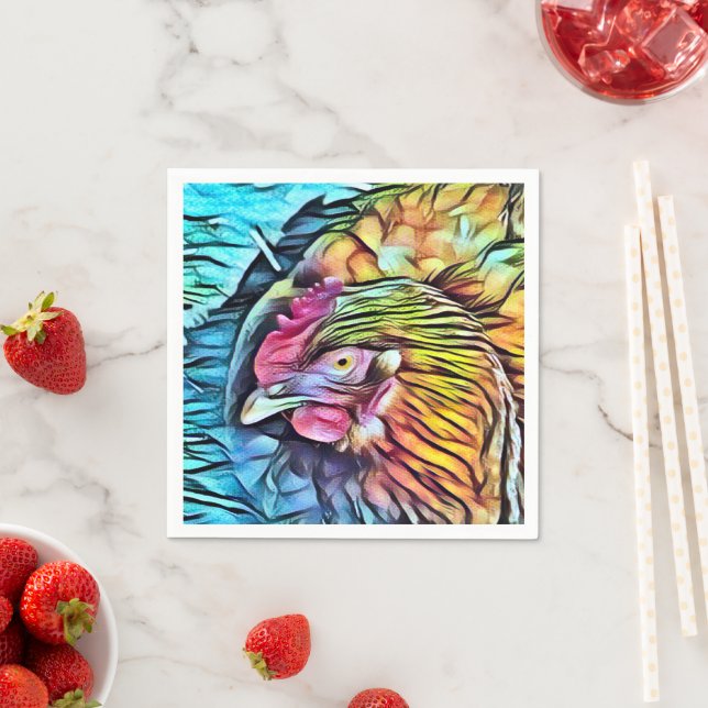 SERVIETTE EN PAPIER POULET (En situation)