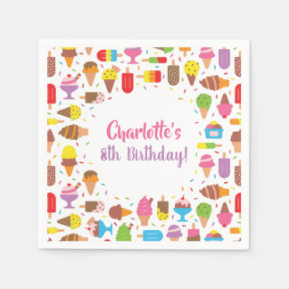 Serviette En Papier Poulet Crème glacée Filles Anniversaire Fête Napki