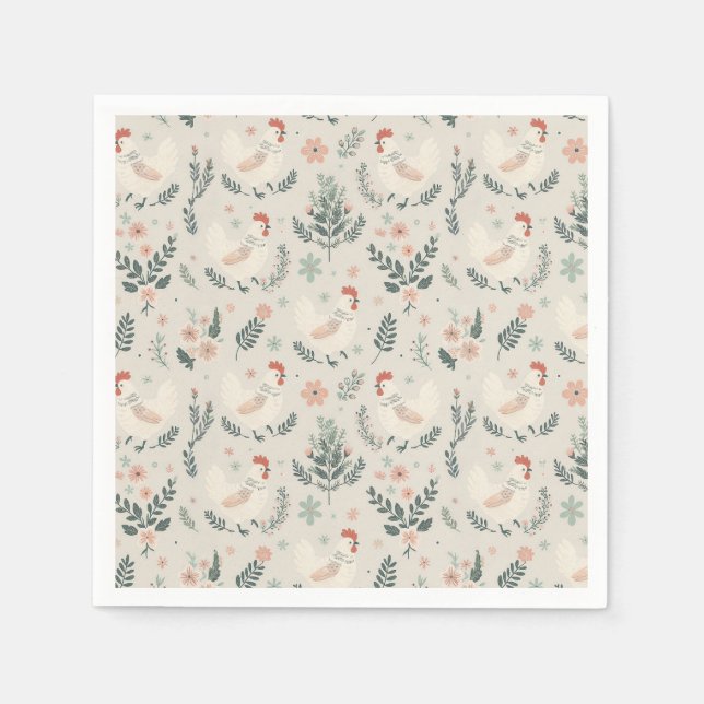Serviette En Papier Poulet dans le jardin (Devant)